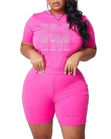 Plus Size Blessed Solid Color Set