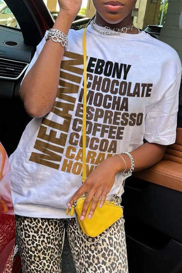 WHITE PRINTING SHORT SLEEVE T SHIRT