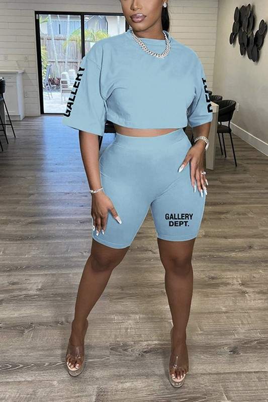 GRAPHIC CROP TEE AND SHORTS SET