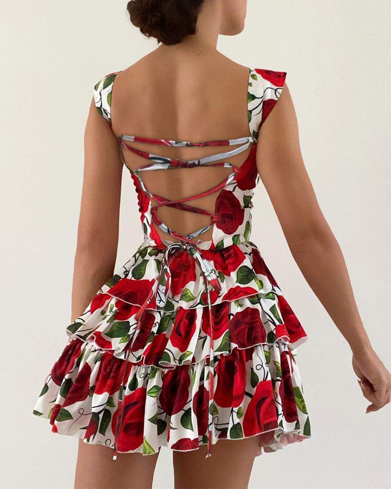 Cute Floral Dress for Women, Off-Shoulder Style