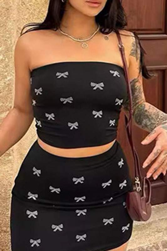 RIBBON TUBE TOP SKIRT SET
