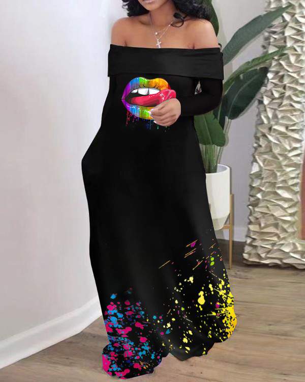 Evening Wear: Artistic Splash Maxi Dress