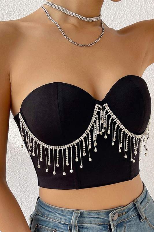 RHINESTONES BUSTIER TOP