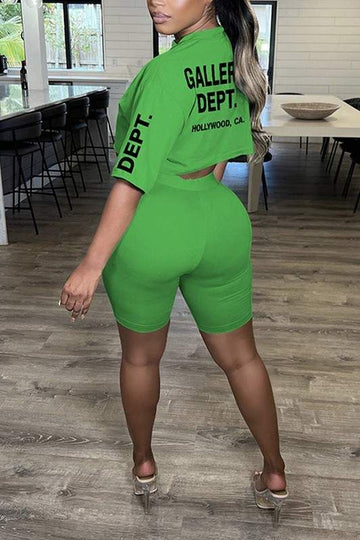 GRAPHIC CROP TEE AND SHORTS SET