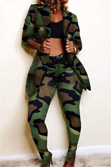 Fashionable Camouflage Outfit with Blazer