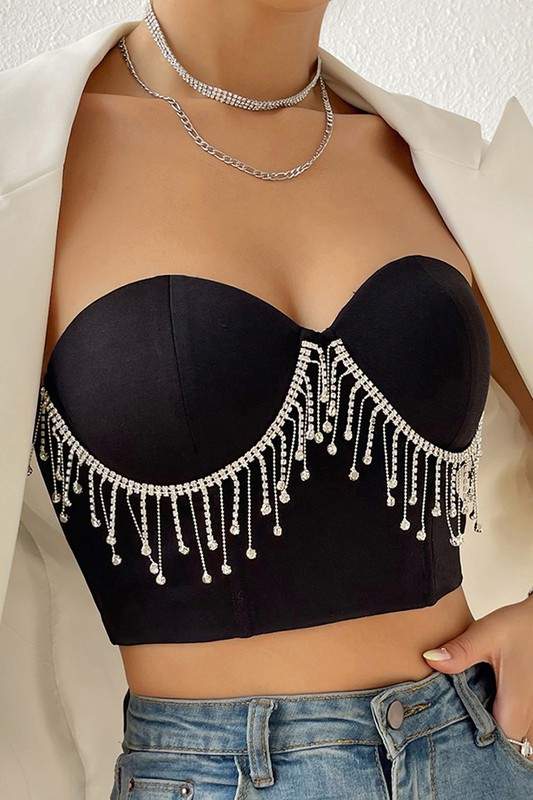 RHINESTONES BUSTIER TOP