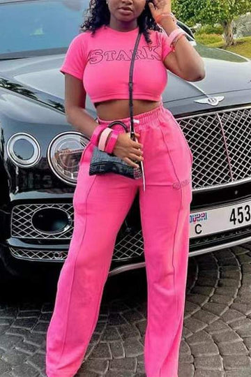 CROP TEE AND SWEATPANTS SET