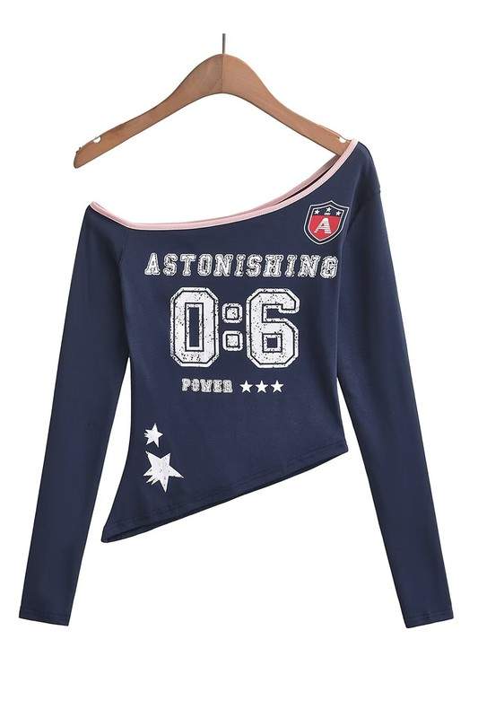 ONE SHOULDER LONG SLEEVE T SHIRT
