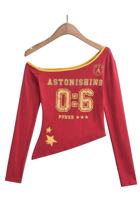 ONE SHOULDER LONG SLEEVE T SHIRT