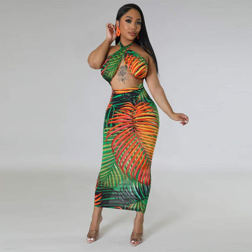 Tropical Bodycon Dress: High Slit for Glam