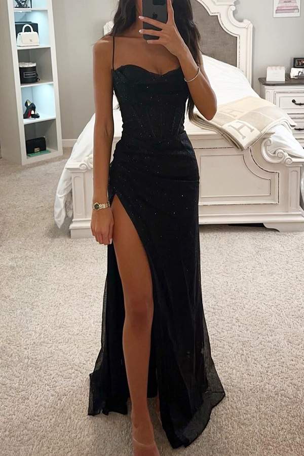 PARTY SLING DRESS  LOOSE  SPLIT  