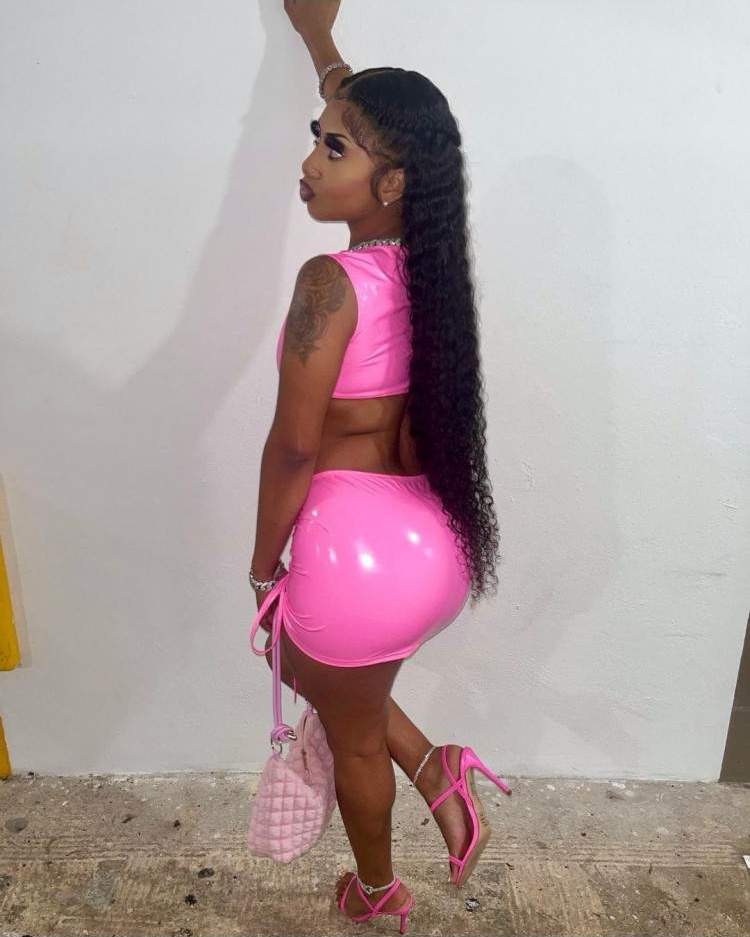 PINK PU SHORT SLEEVELESS SKIRT SET