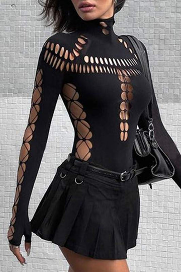 HOLLOW OUT LONG SLEEVE BODYSUIT