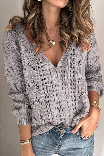 CROCHET RELAXED LONG SLEEVE SWEATER