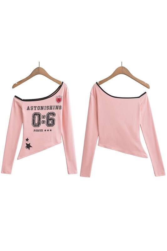 ONE SHOULDER LONG SLEEVE T SHIRT