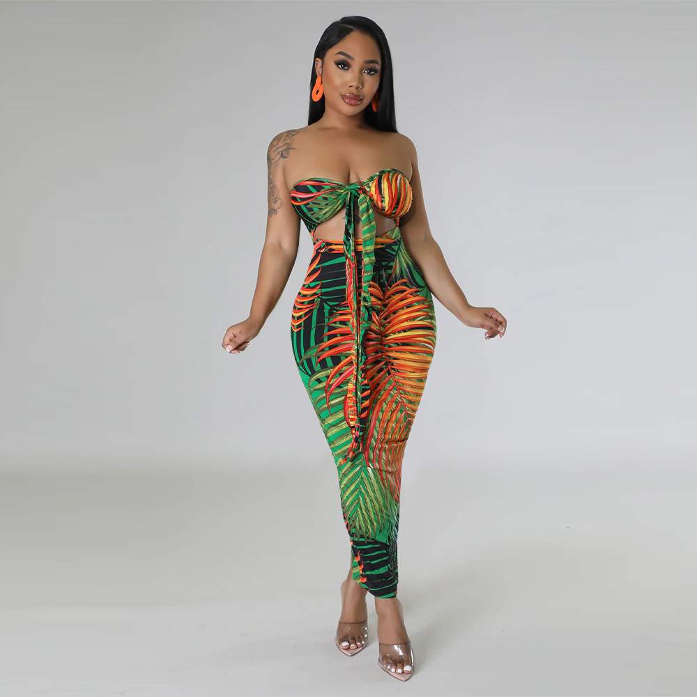 Tropical Bodycon Dress: High Slit for Glam