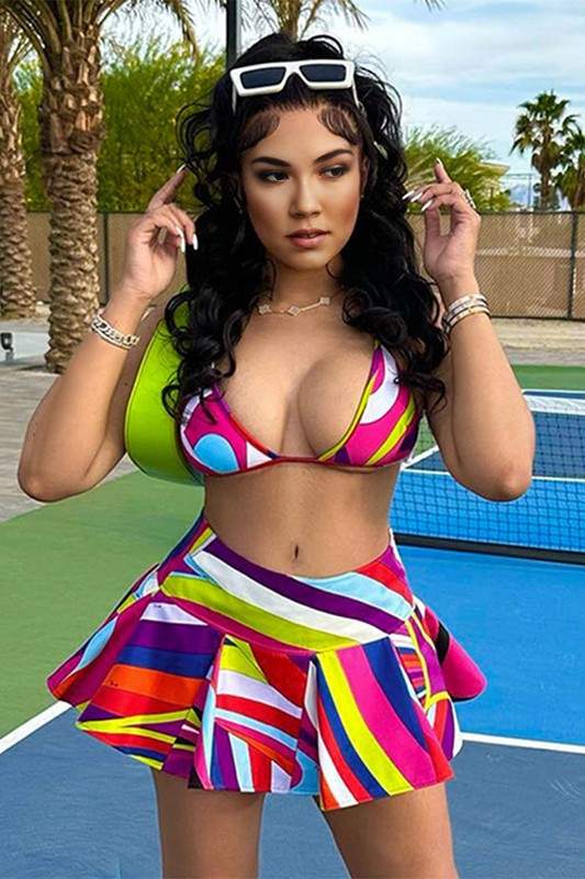 GEO GRAPHIC MINI SKIRT SET