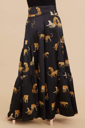 SATIN ANIMAL PRINT PALAZZO PANTS
