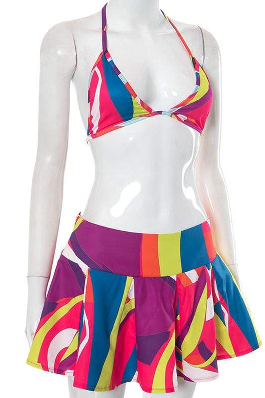 GEO GRAPHIC MINI SKIRT SET