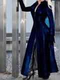  LONG TEMPERAMENT COMMUTER ZIPPER COAT PU LEATHER