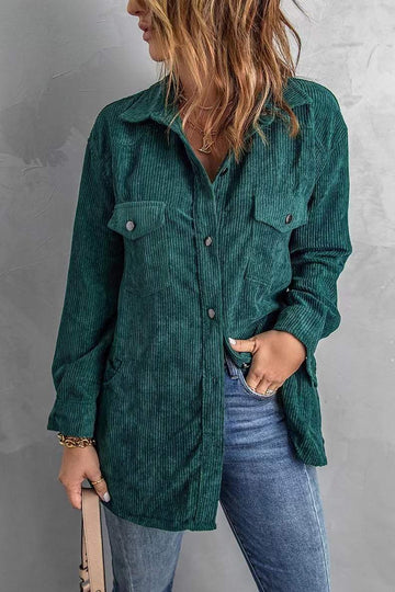 LONG SLEEVE BUTTON DOWN BRUSHED WAFFLE SHACKET