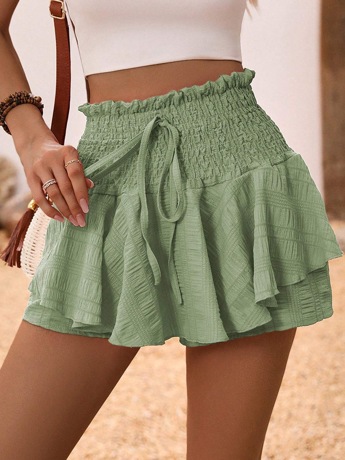 WYWH WOMEN S SOLID COLOR CABLE WAIST SHORTS