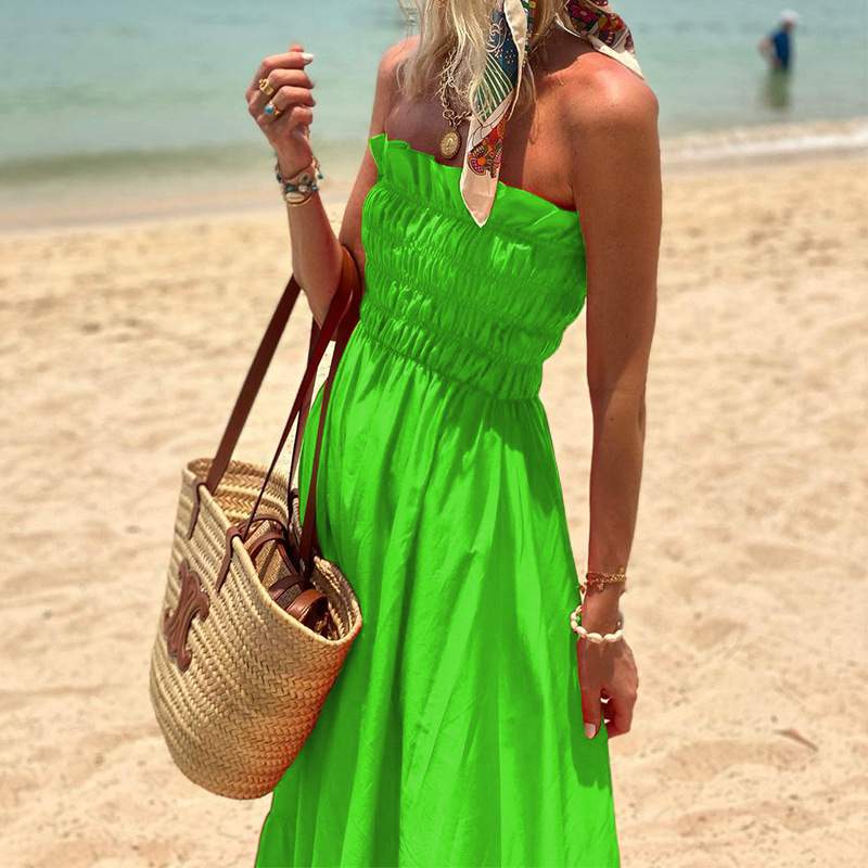 Solid Long Dress Women Sexy Off Shoulder Bohemia Dres