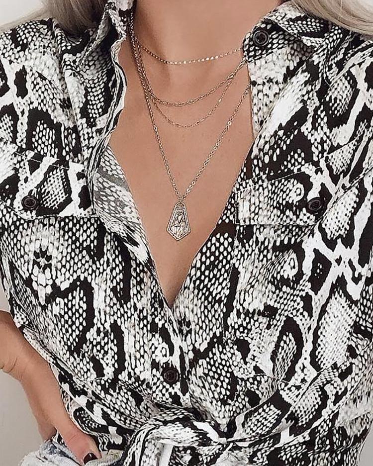 Women’s Casual Button-Up, Lightweight Snake Shirt