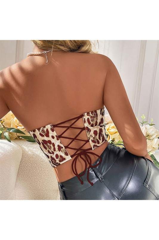 LEOPARD PRINT BUSTIER TOP