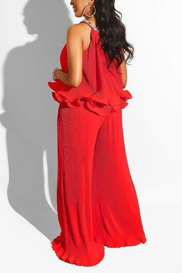 LAYER RUFFLES SLEEVELESS PANTS SET