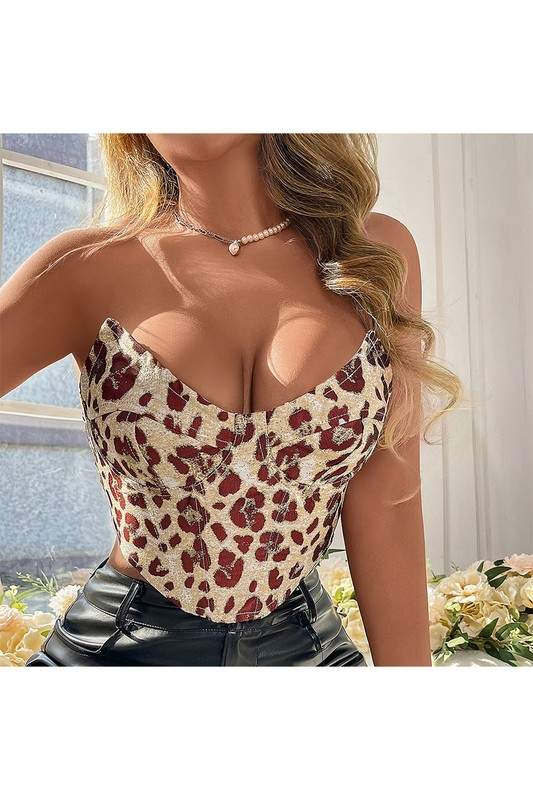 LEOPARD PRINT BUSTIER TOP