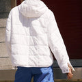 SOLID COLOR HOODED COTTON PADDED FOLDABLE PADDED PULLOVER POCKET LONG SLEEVE COAT FOR WOMEN