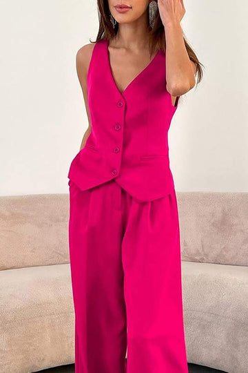 SLEEVELESS VEST TOP AND PANTS SET