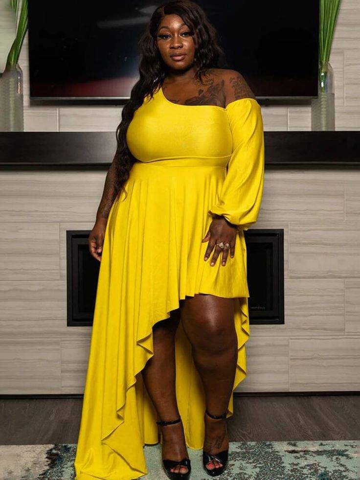 Elegant High-Low Plus Size Maxi Dress