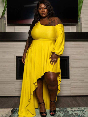 Elegant High-Low Plus Size Maxi Dress