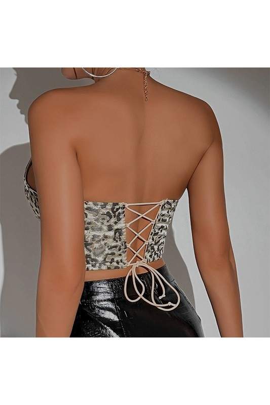 LEOPARD PRINT BUSTIER TOP