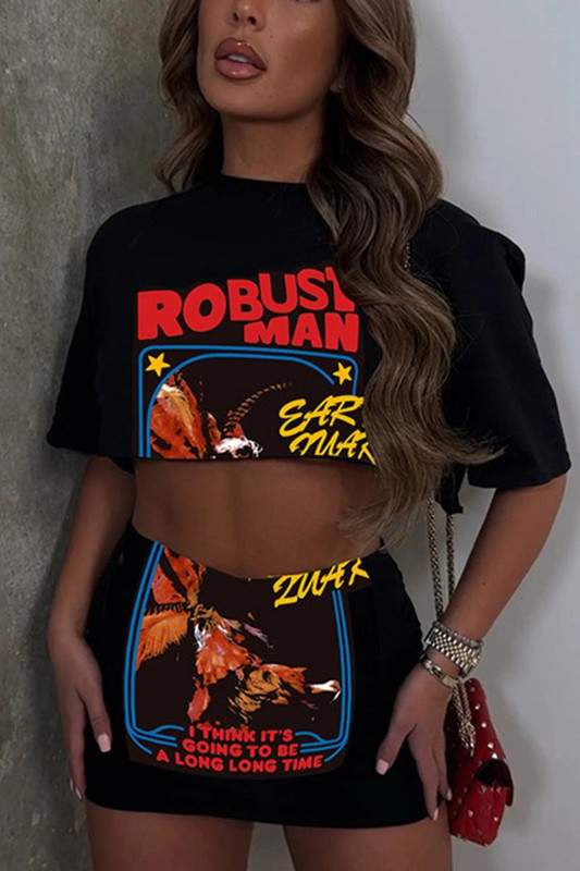 GRAPHIC SHIRT AND SKIRT SET