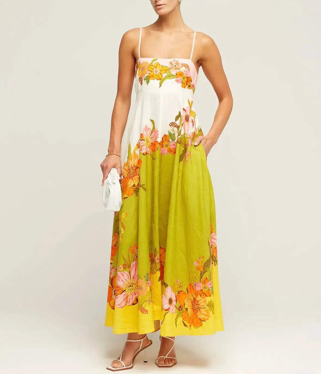 SEXY SLING ELEGANT PRINTED HIGH WAIST LARGE SWING DRESS