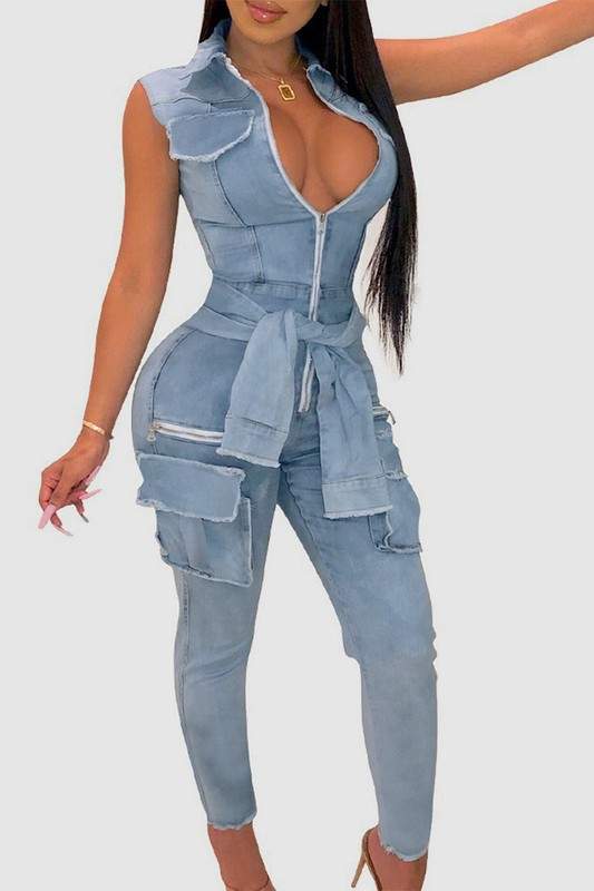 STRETCH DENIM JUMPSUITS