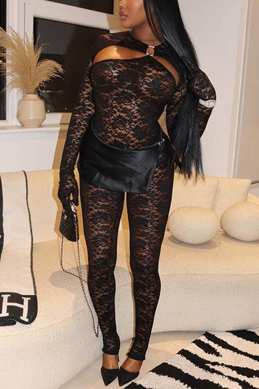 LACE MESH JUMPSUIT