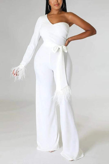 ONE SLEEVE WIDE LEG JUMPSUITS