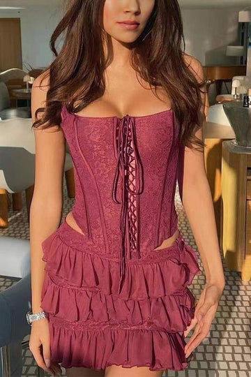 CORSET TOP AND MINI SKIRT SET