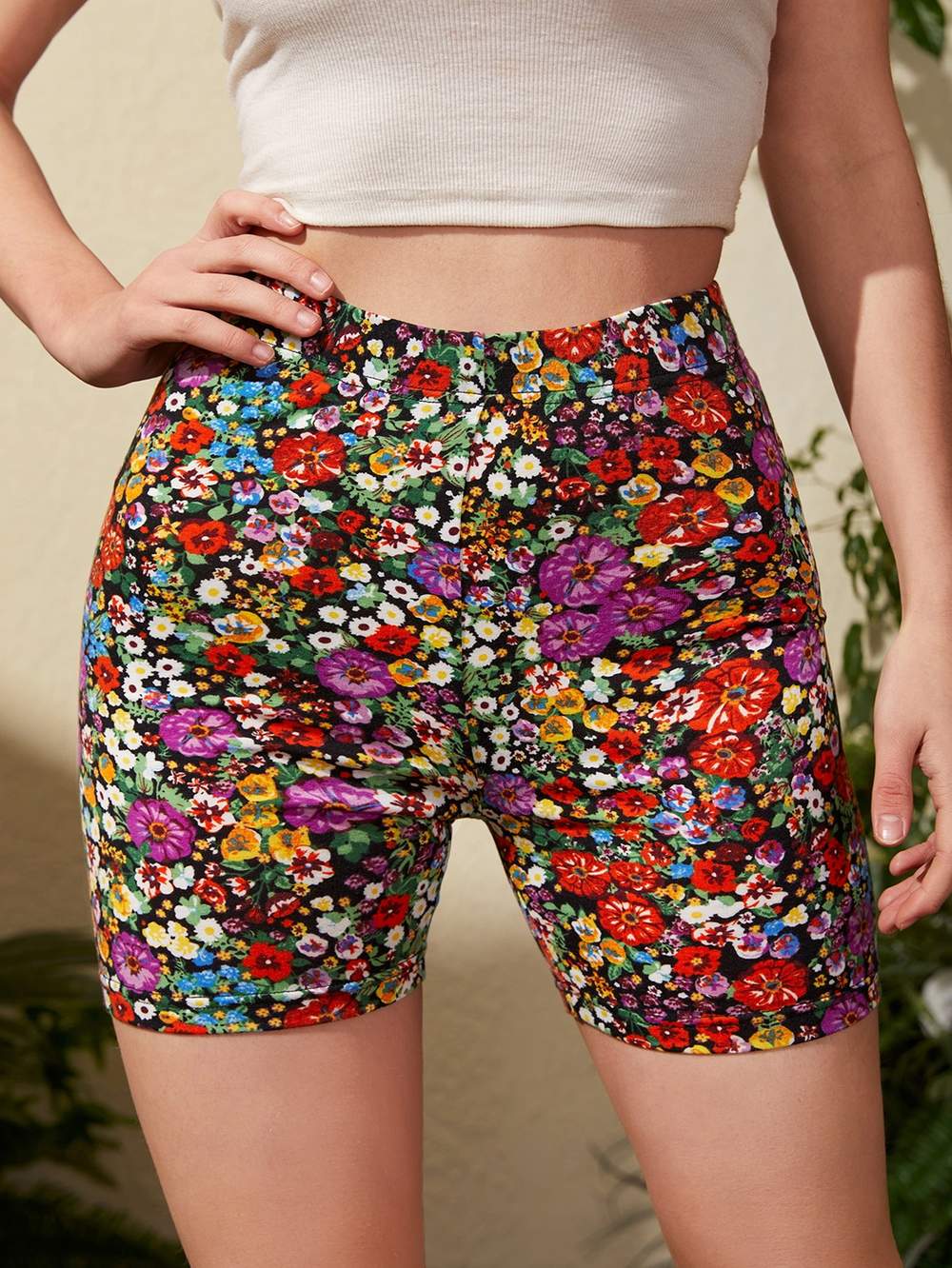 UNITY ALLOVER FLORAL PRINT BIKER SHORTS