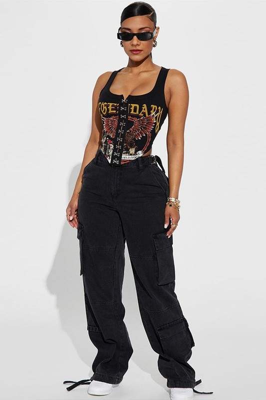 GRAPHIC CORSET TANK TOP