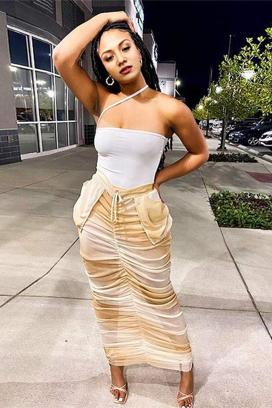 TIE DYE MESH LONG SKIRT