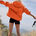 SOLID COLOR HOODED COTTON PADDED FOLDABLE PADDED PULLOVER POCKET LONG SLEEVE COAT FOR WOMEN
