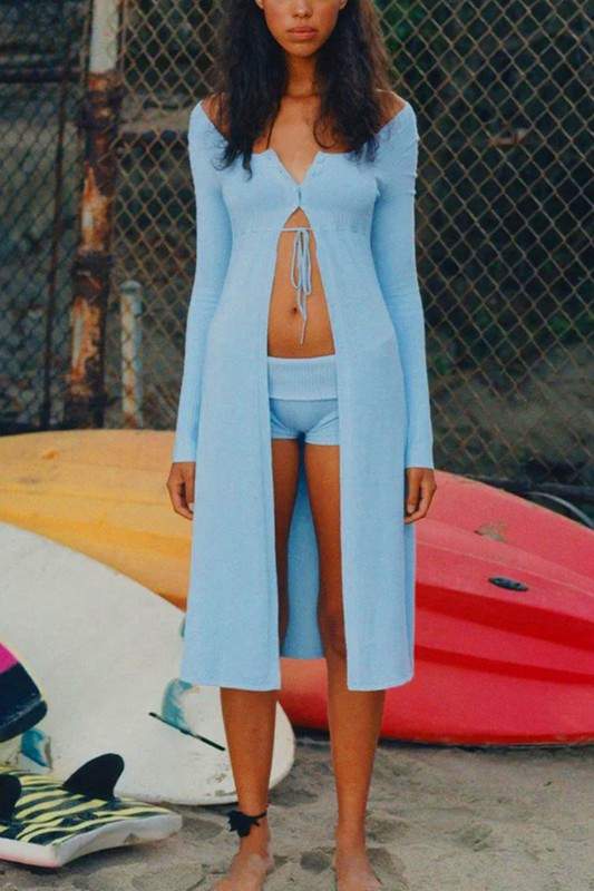 SOLID KNIT SHIRT AND SHORTS SET