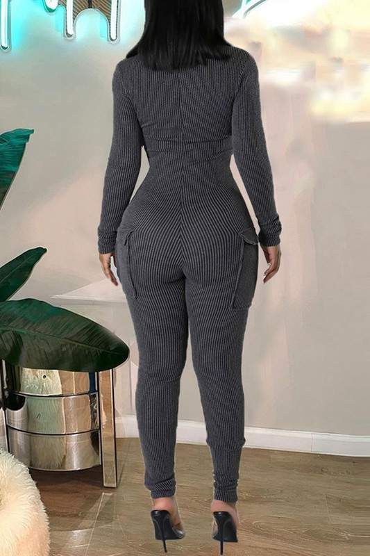V NECK FITTED JUMPSUITS