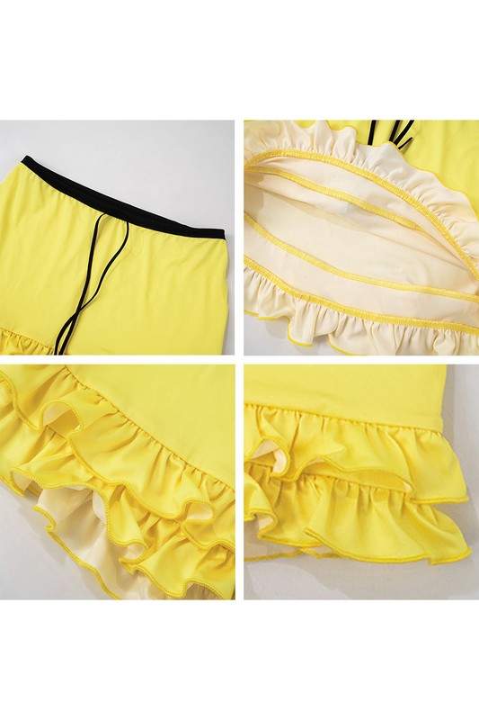 NUMBER PRINT TUBE TOP AND MINI SKIRT SET