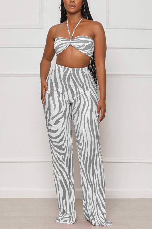 Boho Fashion: Zebra Print High-Waist Set